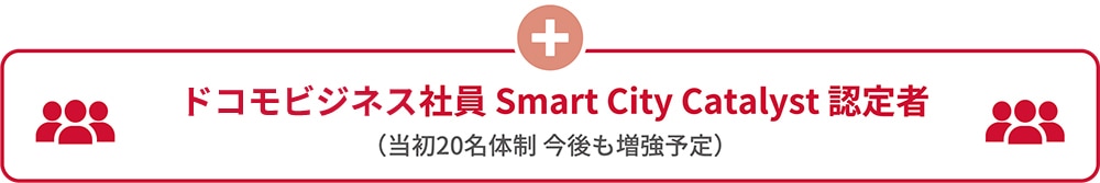 コミュニティの発足にあたり、業界を代表するキーパーソンにSmart City Catalystとしてコミュニティに参画いただいています。NTTコミュニケーションズ内でもスマートシティに関する専門性を持ち、認定された社員はSmart City Catalystとしてこの取り組みと連携し進めていきます。
                                        